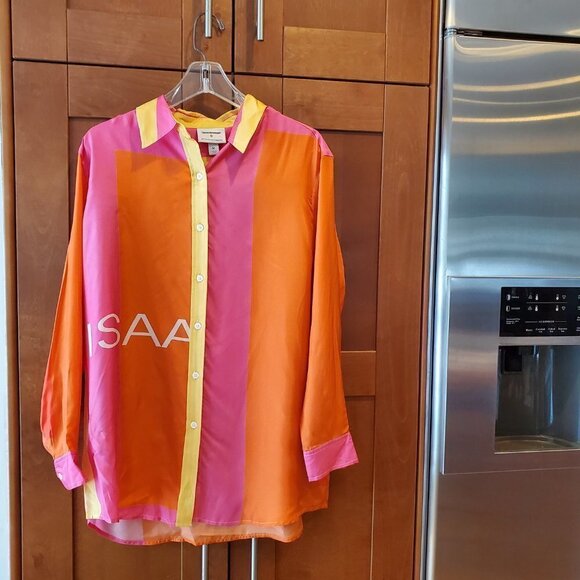 Isaac Mizrahi Target Silk Color block Tunic womens size XS Oversized - Picture 3 of 8